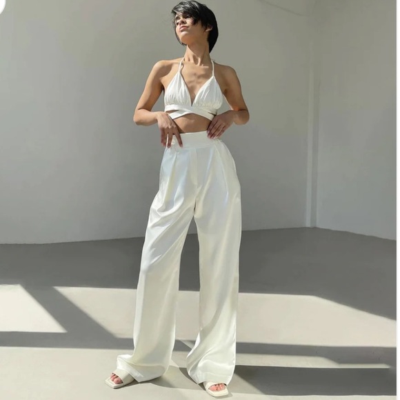 NEW Silky Coord Set- Tie Up Top, Blazer, and Pants - Picture 5 of 16